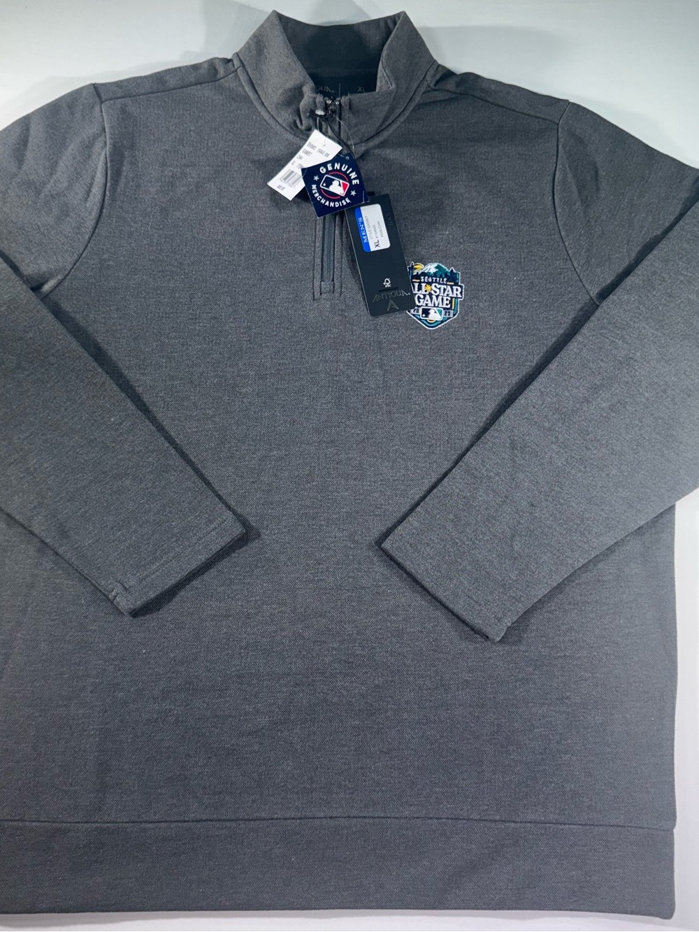 ANTIGUA Men's Heathered Gray 1/4-Zip Pullover, MLB 2023 AllStar Game, XL, NWT